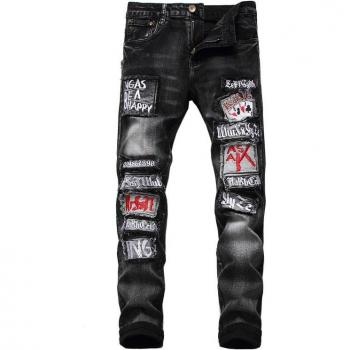 Slim Ripped Patchwork Jeans for Men