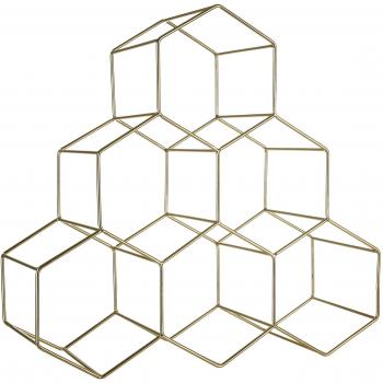 Iron Wire 6-Bottle Wine Rack, Gold Plated