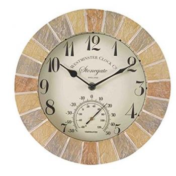 Stonegate Smart Garden Wanduhr & Temperaturanzeige 10 in, Sandstein