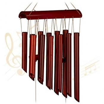 Campane a Vento in Bambù, 12 Tubi, Relaxdays, 60x21 cm, Marrone