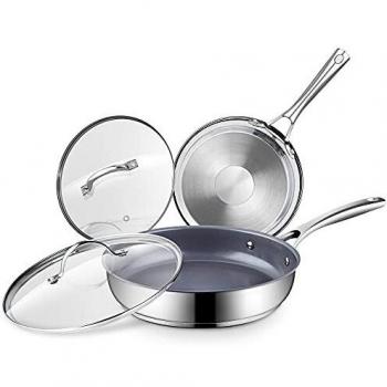 CUSIBOX Non‑Stick Frying Pan Collection with Lids – 27cm / 21cm, Induction Compatible