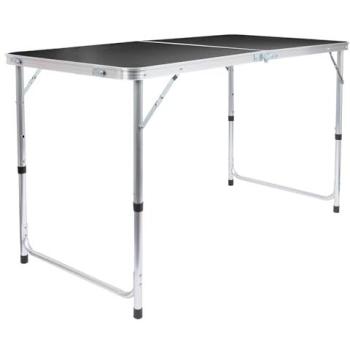 Adjustable Height Black Aluminum Folding Table for Picnics