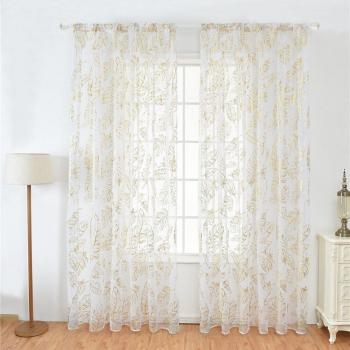 Écran de fenêtre en tulle transparent avec impression plume