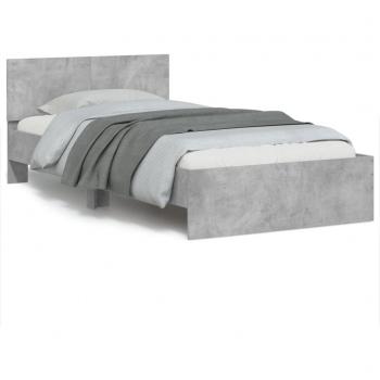 Concrete Grey Bed Frame with LED Lights 100x200 cm