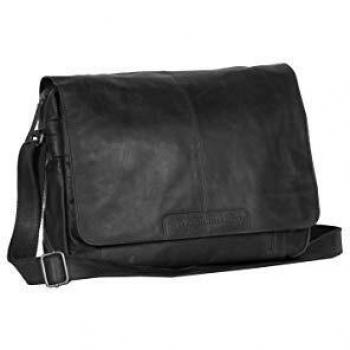 Chesterfield Black Leather Messenger Bag for 15.6 Inch Laptop