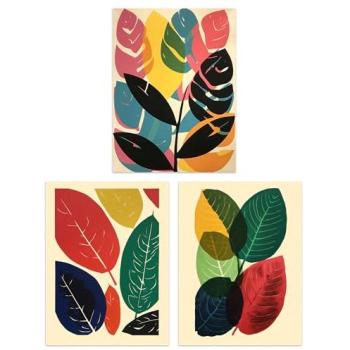 Acrylic & Watercolor Boho Leaves Print Collection