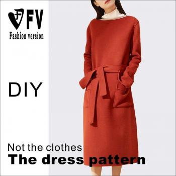 Vestido de lana de mujer, reversible, con detalles de costura, manga larga, BLQ-336