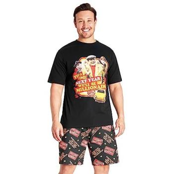 Black Short‑Sleeve Only Fools & Horses PJ Set for Men – Soft Summer Sleepwear, S