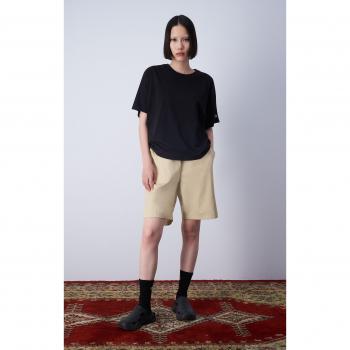 T-shirt C Logo Minimalista Nera in Cotone