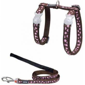 Laisse et harnais Red Dingo pour chat marron pois rose