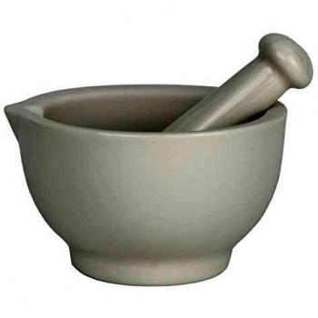 Set di mortaio e pestello in ceramica bianca 10,5 cm