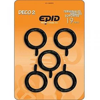 Epid 10‑anelli Tenda con Gancio Tondino di Ferro 19 mm, 5×30 06 Nera