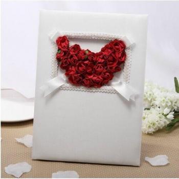 20cm x 20cm Red Roses Wedding Signature Book