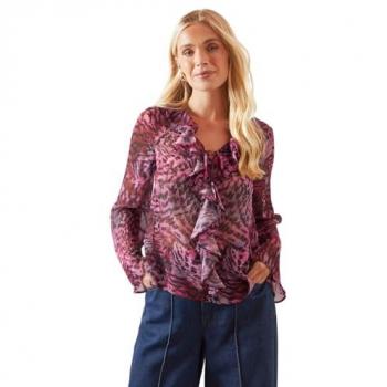 Compact Wild‑Print Tie‑Dress Blouse