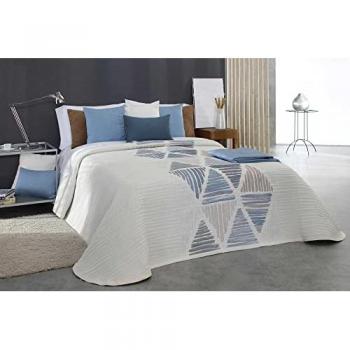 Reig Marti Colcha Lynch Azul Reversible 135 cm – Jacquard Gama Alta con Relieve y Bordes Redondeados