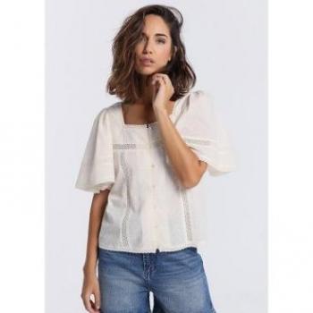 Diseño LOIS JEANS Mujer Blanco Camisa Manga Ancha