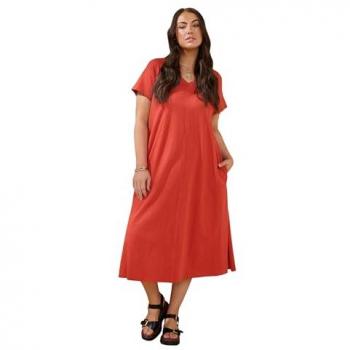 Robe en Jersey Flammé 100% Coton Orange EU 46