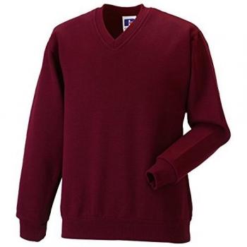 Jerzees Schoolgear V‑Neck Kids’ Shirt, Burgundy, 11‑12