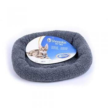 DUVO+ Ovales Tierbett aus grauem Schafsfell