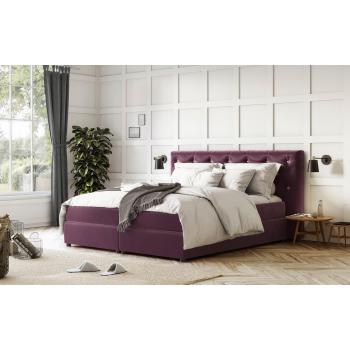 COTTA Boxspringbett „Castle“ – 207 cm × 222 cm, lila, aus 100 % Polyester, mit Strasssteinen im Kopfteil + Topper