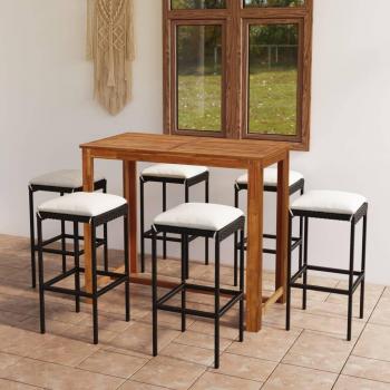 Outdoor-Gardenbar Set (7 Teile) in Schwarz mit Kissen