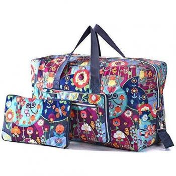 Arxus Large Foldable Duffel Tote Carry on Weekend Overnight Travel Bag Over Luggage with Shoulder Strap (Print)