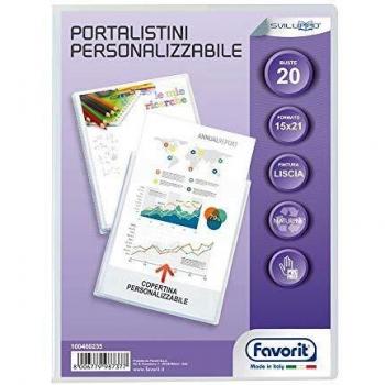 Portalistino a fogli fissi FAVORIT sviluppo personalizzabili liscia 15x21 cm 20 buste trasparente