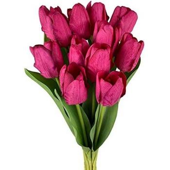 Roqueen Tulipani Artificiali 12 Pezzi Fiori Finti per Decorazione Casa Nozze Festa