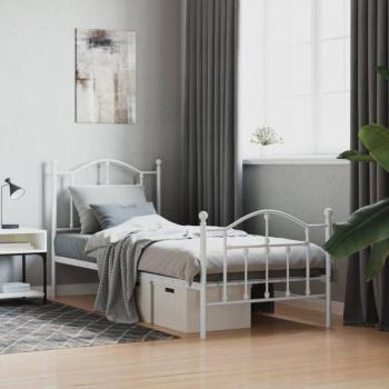 Cama TORANA con Estribo Metal Blanco 90x190 cm