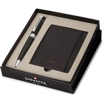 Sheaffer 300 Black Glossy Ballpoint and Wallet Gift Set