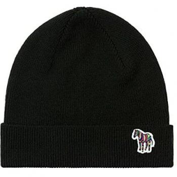 Cappello beanie nero con zebra
