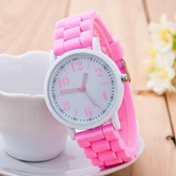 Weißes Silikonarmband Quarz Uhr für Damen