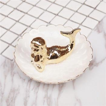 Plato de Cerámica para Joyas y Dulces en Forma de Sirena