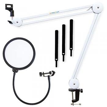Keepdrum Mikrofonarm MS138 Weiss mit Popschutz für Interviews