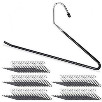 Perchas Antideslizantes para Pantalones, 100 unidades, 35 cm, Negro, Metal y PVC