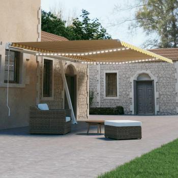 Tenda da Sole Automatica con Sensore Vento 600x300 cm Gialla Bianca