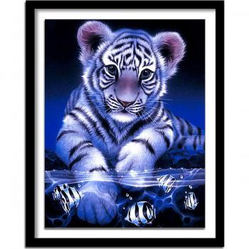 Tigre en Perles de Diamant 5D – Broderie Auto-Assemblage 20x30 cm