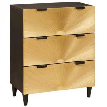 Buffet Design Noir et Or 60 x 33 x 75 cm en Bois de Manguier Massif