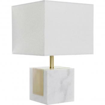Lampada da tavolo in poliestere bianco e marmo dorato DKD Home Decor (26 x 26 x 43 cm)