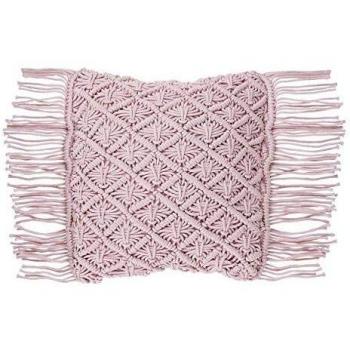 40 x 40 cm Pink Macramé Cushion with Tassels