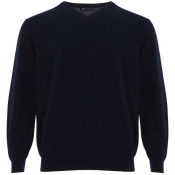 Colombo Elegant Blue Navy V-Neck Cashmere Sweater for Men