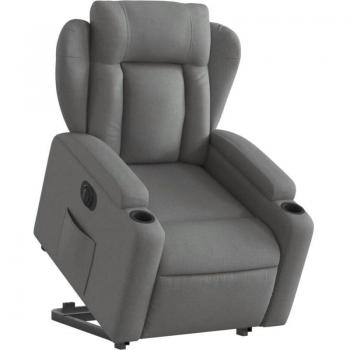 Chaise de salon à fonction levée, couleur gris foncé, ajustable jusqu’à 135°