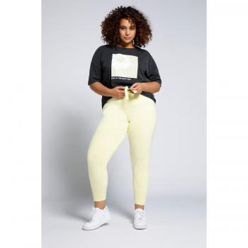 Pantaloni da jogging a vita alta, maglia, donna, beige, 48/50, viscosa/poliestere/fibre sintetiche