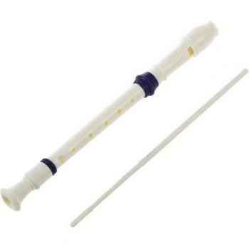 Beige and Blue Plastic Soprano Recorder with 8 Holes and Cleaning Stick