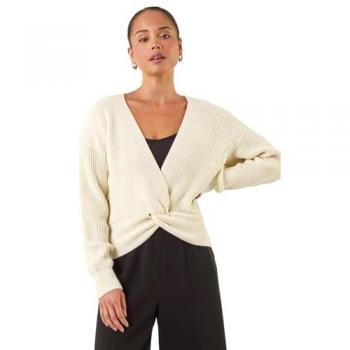 Roman White Petite Twist Knitted Top – Size 18