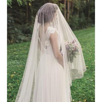 Sheer Long Wedding Veil 1 Layer Soft Tulle 300cm