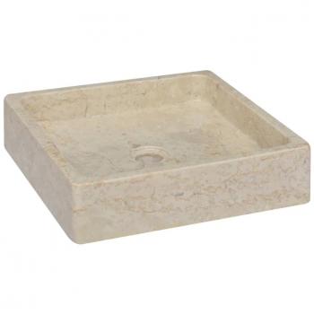 Lavabo en marbre crème fait à la main 40x40x10 cm