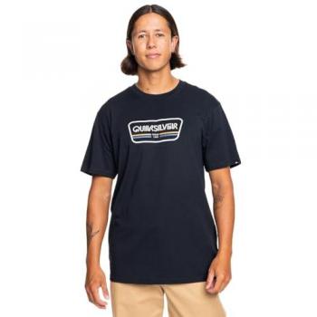 Camiseta de Hombre Quiksilver Range Life Front de Manga Corta en Negro, Talla Regular