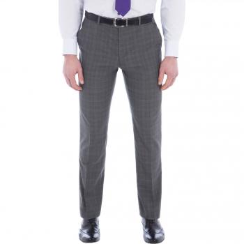 Jeff Banks Studio Grey with Pink Overcheck Tailored Fit Suit Trousers