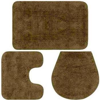 Bathroom Mat Set 3 Pieces White Fabric